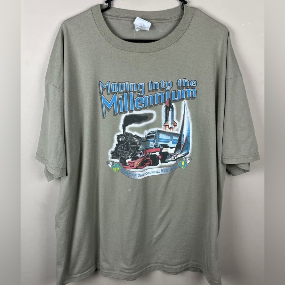 Vintage Boy Scouts 1999 BSA  TShirt Millennium Space Shuttle Train Y2k 2xl
